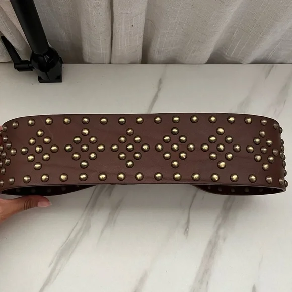RARE Saint Laurent Brown Studded Belt display picture 3